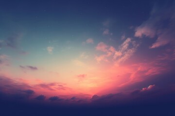 Aesthetic dark blurred sky with soft gradient horizon sunset clouds.