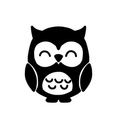 Cute Owl Face Silhouette Vector Icon Illustration