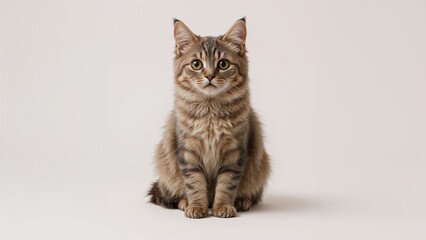 Obraz premium Adorable feline portrait from an animal rescue set against a plain backdrop