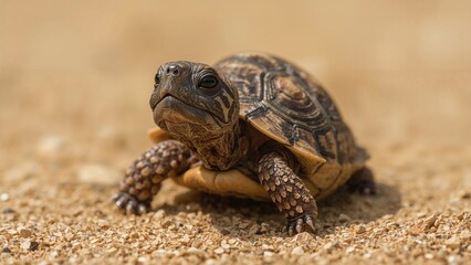 Fototapeta premium Newly born tortoise captured in detail