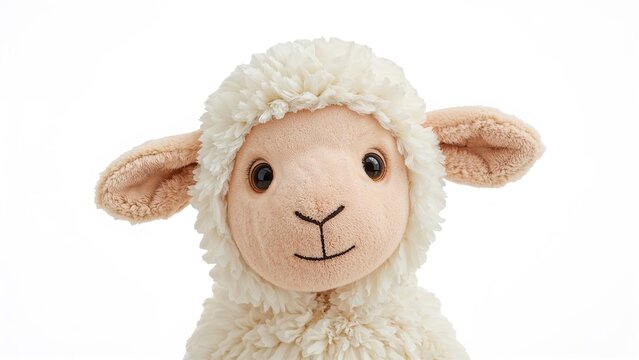 sweet woolly sheep doll displayed on a clean white surface