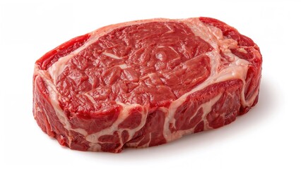 Fototapeta premium Isolated beef steak portion on a white surface.