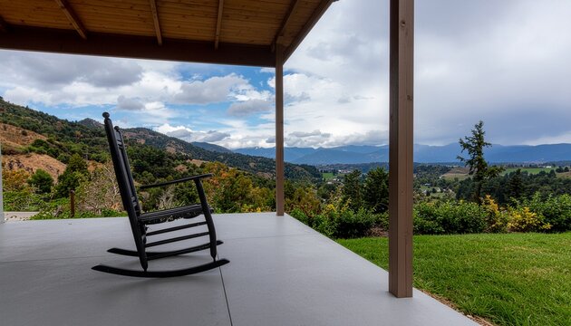 Empty Rocking Chair and Mountain View