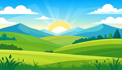 Obraz premium Sunrise over rolling hills