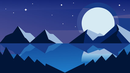 Fototapeta premium mountains under moonlight