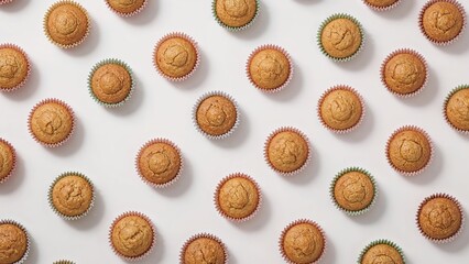 Rainbow-hued baking cups isolated on a simple white background