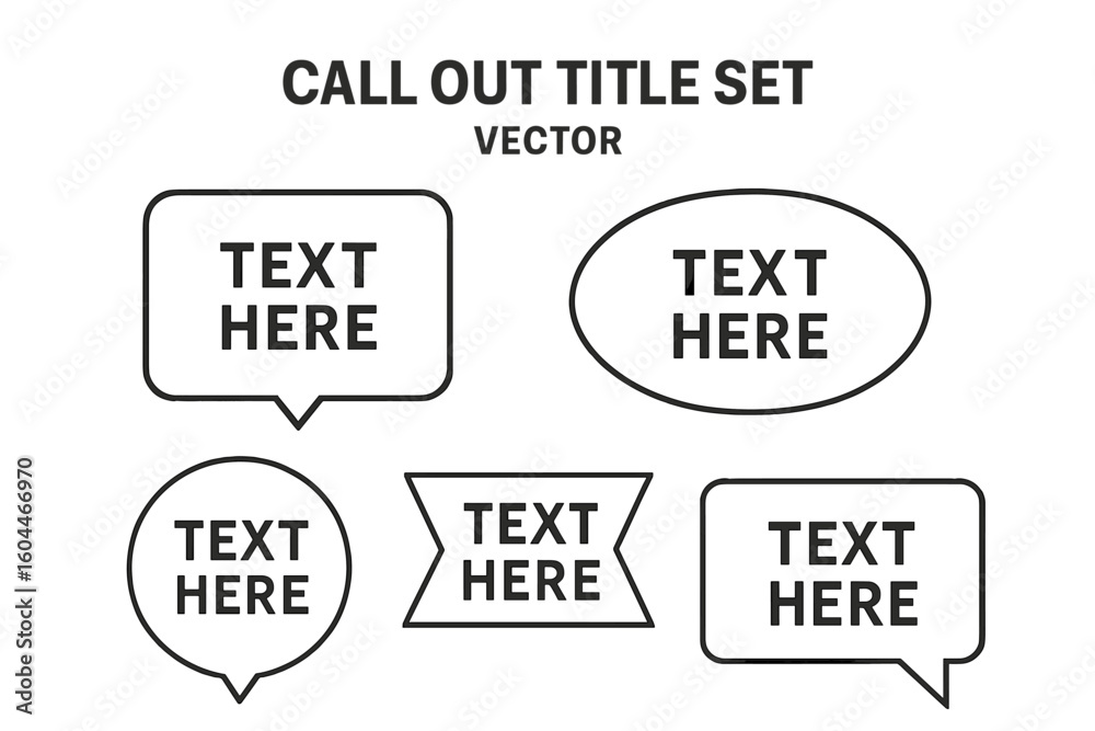 Fototapete minimal callout title set. vector speech bubble and dialog box collection for quotes. modern line ar