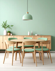 Stylish dining setting modern home interior design contemporary environment wide angle view minimalist aesthetic for elegant spaces