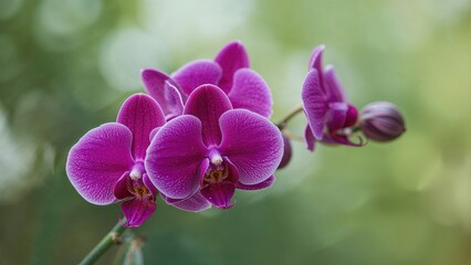 Macro Shot of Elegant Lavender Orchids Blooming in a Garden