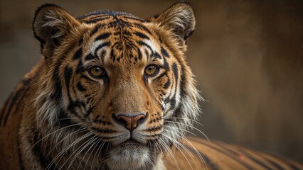 Close-range image of a predatory cat with unique markings