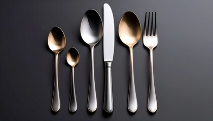 Elegant cutlery set on dark background