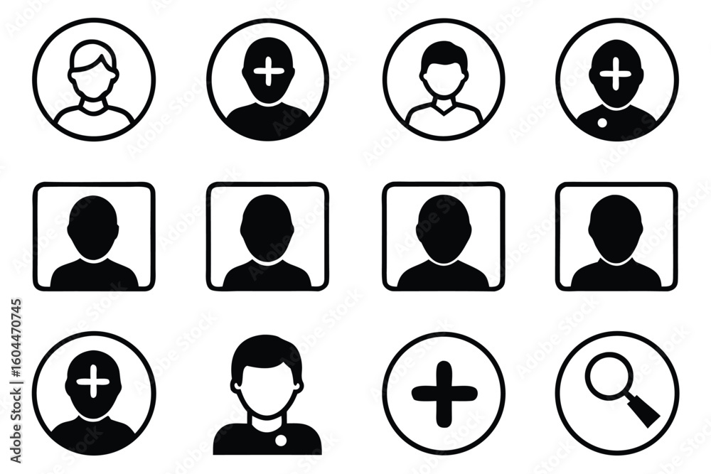 Aufkleber Nine Simple Flat Vector Icons in a Grid Layout for UI Design