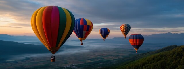 Colorful Hot Air Balloons Grace the Sky at Sunrise During a Festive Celebration of Airborne Wonders