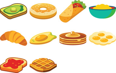 set of different food icons vector