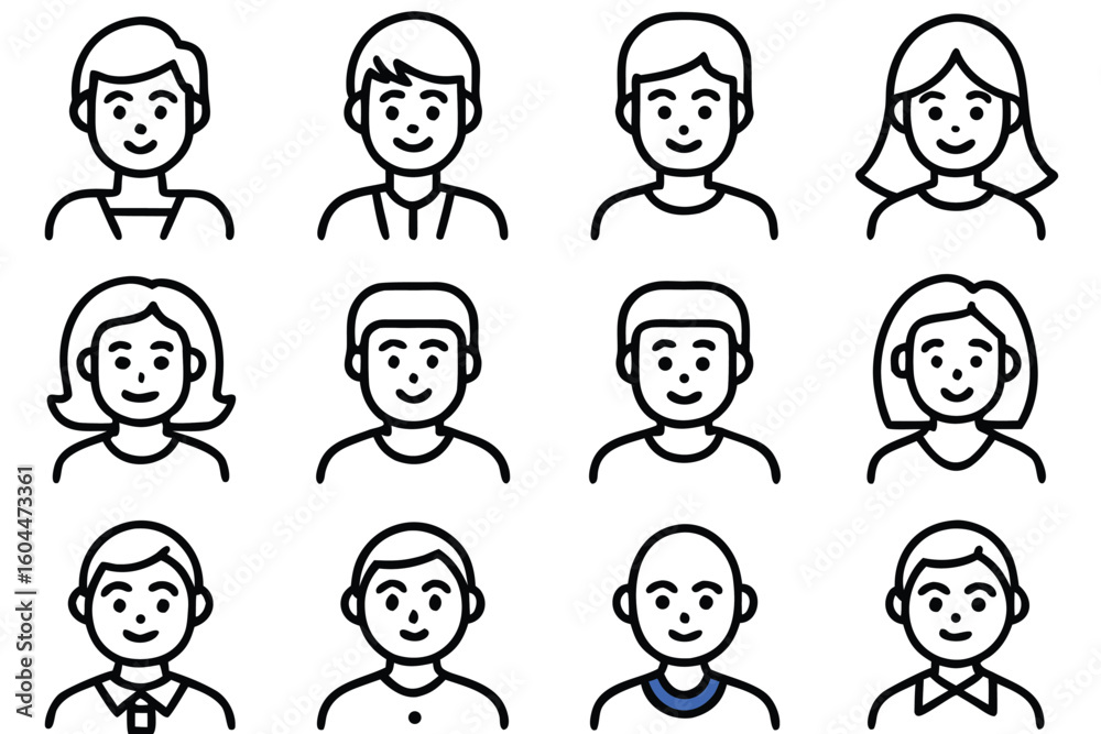 Aufkleber Grid of 16 EPS Images Vector Design with CMYK and Grayscale Colors