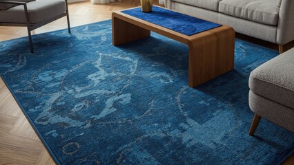 Zoomed-in image of floor covering on timber floor under table