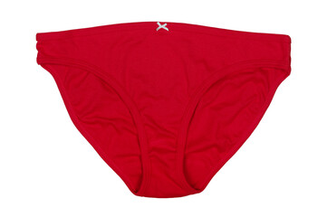 female red cotton panties isolated on white background