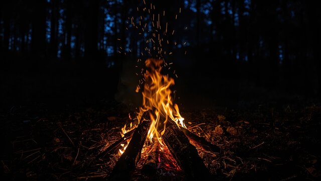 Close-up view of flickering campfire flames