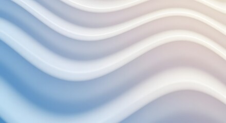 Fototapeta premium Abstract wavy folds of fabric or liquid in a gradient of blue, white, and peach, creating a smooth, flowing texture.