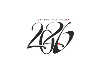 2026 Happy New Year Text Typography Design Element flyer, banner design.