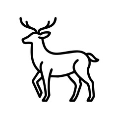 Obraz premium Minimalist black outline vector icon of a deer, symbolizing Christmas, and nature. Isolated on a transparent background