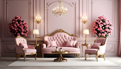 Elegant pink living room