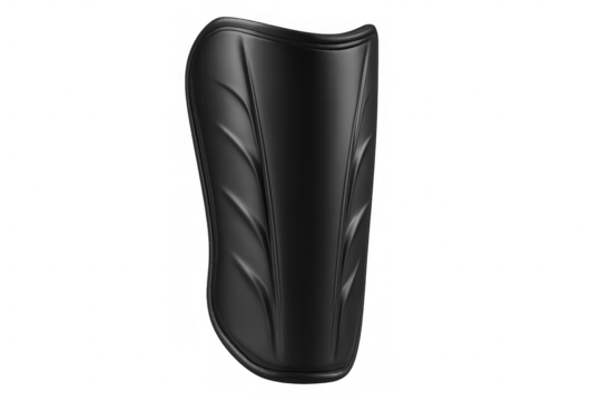 Soccer shin guard providing protection on transparent background, essential safety equipment for players, preventing injuries during matches