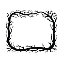 Halloween Frame with Twisted Branches 
