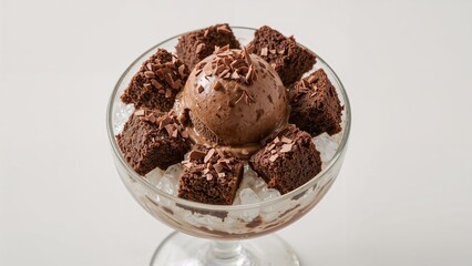 Frozen chocolate dessert with brownies and ice cream