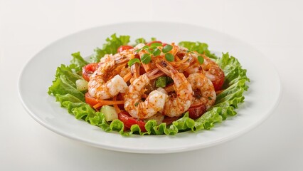 Spicy Tiger Shrimp Salad with Fresh Tomatoes and Veggies