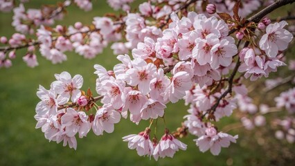Beautiful natural backdrop featuring flowering cherry trees and vibrant nature