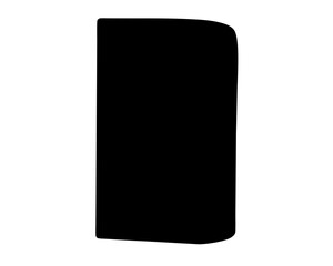 Abstract black shape with rounded corners against a clean white background