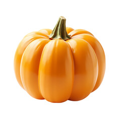A single orange pumpkin with a green stem isolated on transparent background