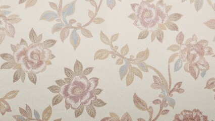 Fabric texture with brocade and floral pattern