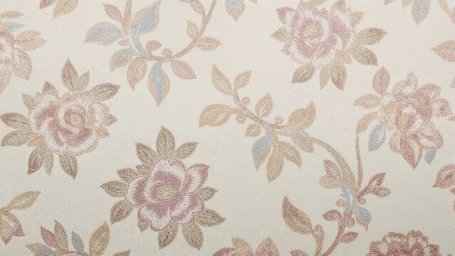 Fabric texture with brocade and floral pattern