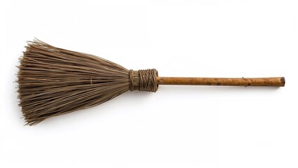 Cleaning broom crafted from rods with handle, isolated