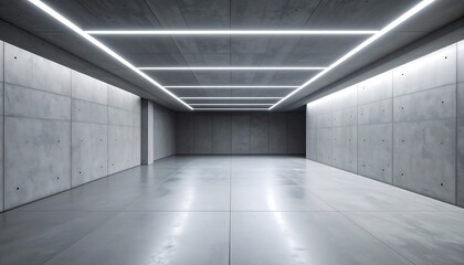 Empty modern concrete hall