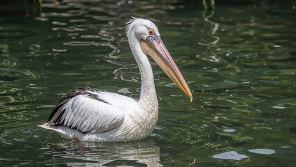 This bird, characterized by a pouch under its beak and part of the Pelecanidae family, inhabits the zoo's lake area.