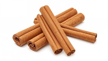 Wooden cinnamon bark sticks isolated on a white background
