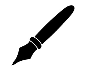 Single black vector outline of a calligraphy pen with rounded handle