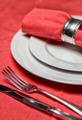 Table setting in red