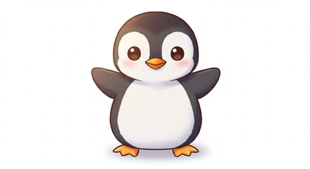Obraz premium 愛らしいペンギン、柔らかな光で輝く. AI Generated
