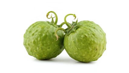 Obraz premium Isolated duo of green bitter melons on a white surface