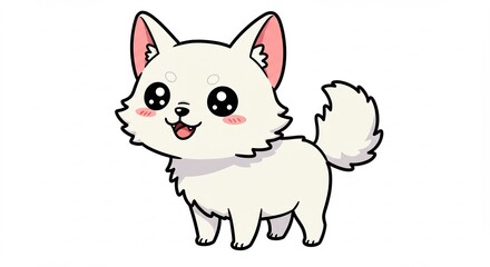 Obraz premium 可愛い白い子犬 優しい瞳 幸せな笑顔. AI Generated