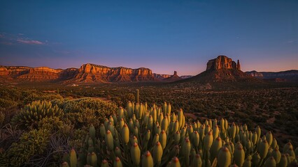 Different Red Rock Formations and Arid Terrain