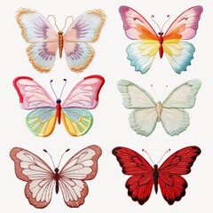 Embroidery nature textile design element set