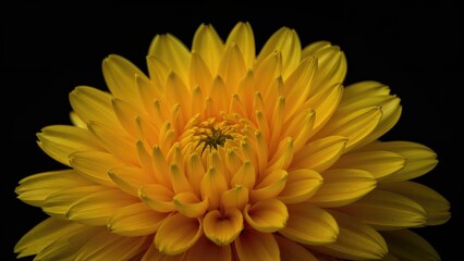 A vivid yellow flower in full bloom, featuring tender petals set on a dark black canvas. This close-up shot brings out nature's allure, suitable for floral, botanical, and artistic designs.