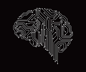 Circuit board designs resembling human brains showcase technology and Artificial intelligence