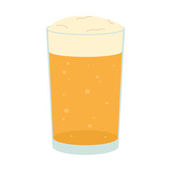 Glass of beer with foam. Flat vector isolated illustration