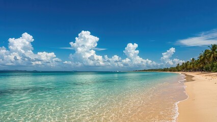 Obraz premium Sunny Shoreline with Azure Horizon